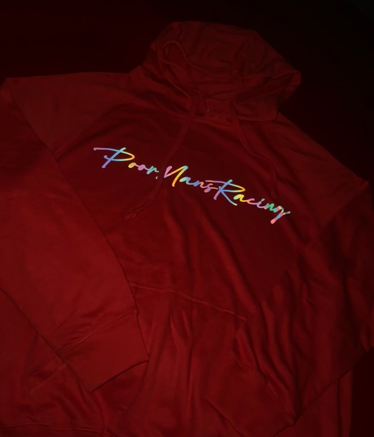 LUXURY LOGO RED HOODIE (Black Reflective)